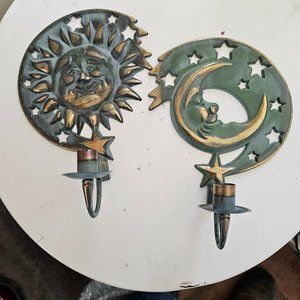 The sun and the moon candle stick holders wall decor